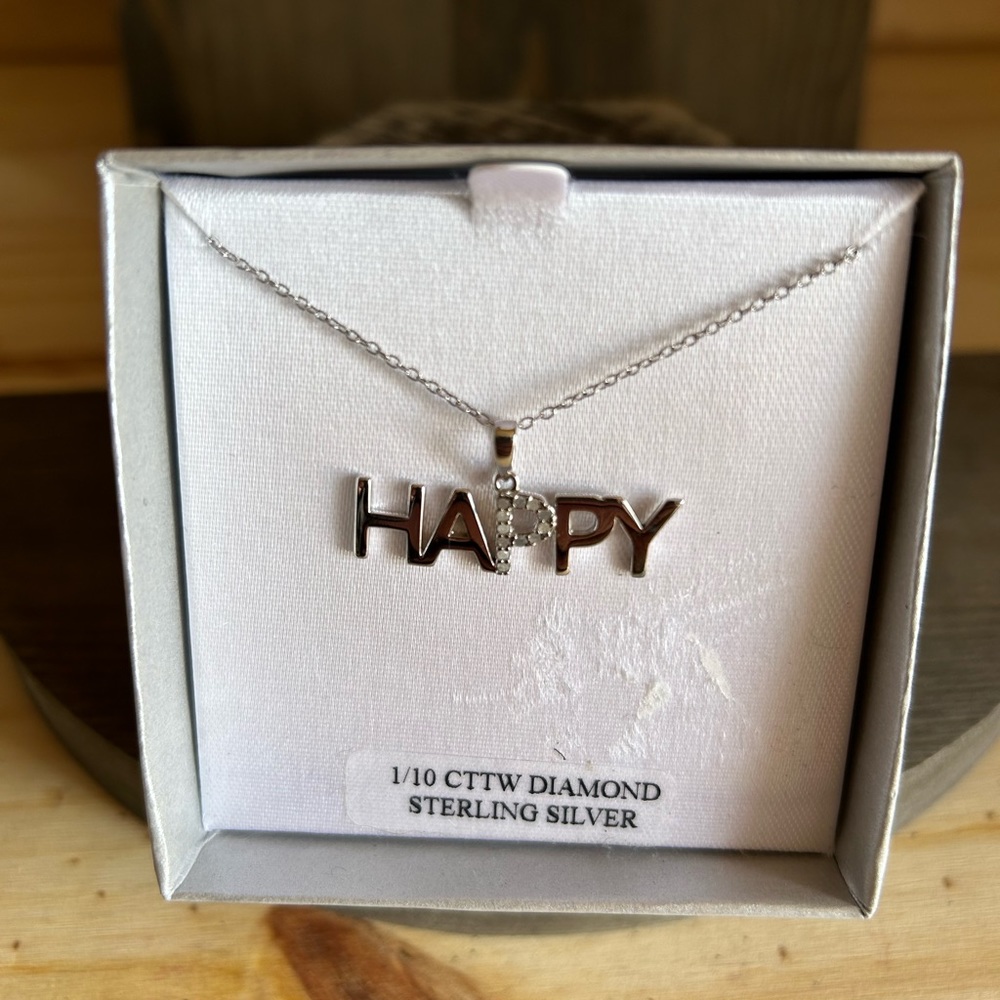 Sterling Silver Holiday Pendant “HAPPY” w 18” chain Clearance event !